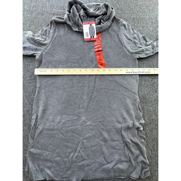 Adrienne Vittadini Sweater Womens Medium Gray Tunic Cowl Neck Ribbed Top Career - Picture 5 of 15